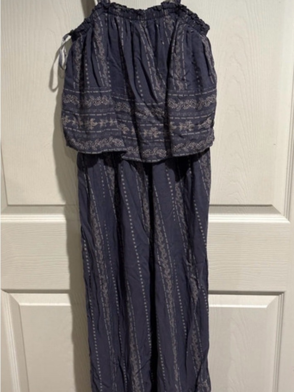 JAPNA Navy blue Strapless Jumpsuit